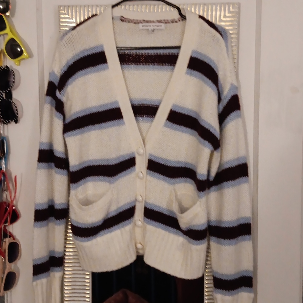 Rebecca Minkoff Off-White Striped Cardigan